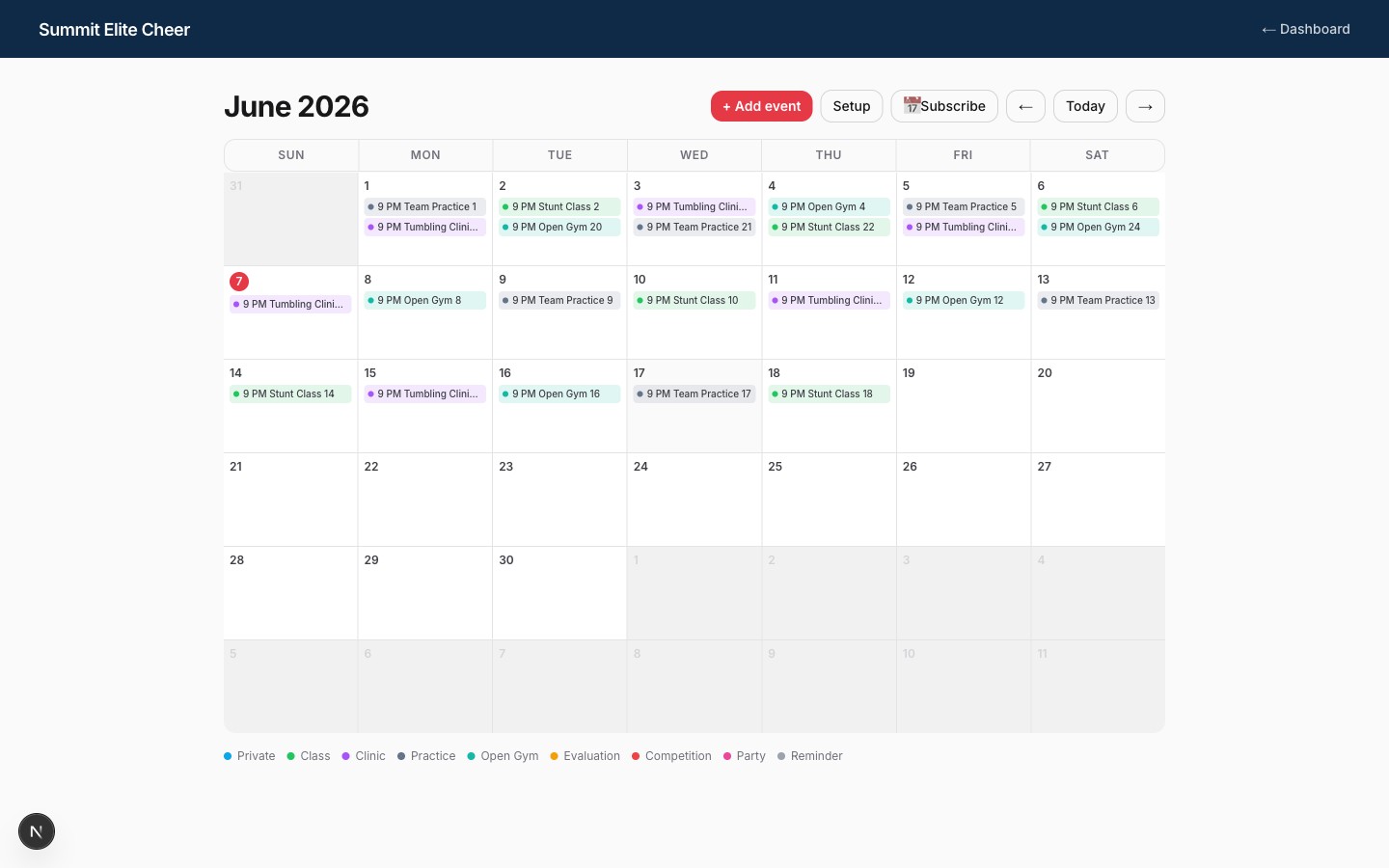 KC Storefront — calendar & scheduling